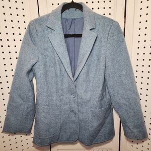 Pitlochry 100% Wool Blazer Blue Knitwear Medium Vintage